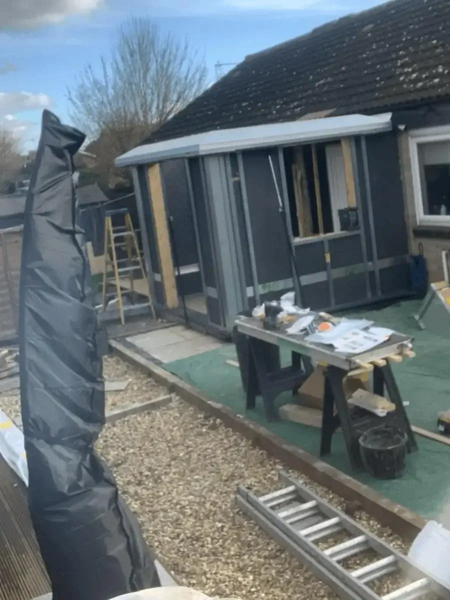 Assembled structural insulated shell of a HUP! extension awaiting its final exterior composite cladding. By Norfolk Exterior Solutions